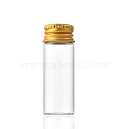 Glass Bottles Bead Containers, Screw Top Bead Storage Tubes with Golden Plated Aluminum Cap, Column, Clear, 2.2x5cm, Capacity: 10ml(0.34fl. oz)(CON-WH0085-78D)