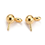 304 Stainless Steel Ball Post Stud Earring Findings, with Loop and 316 Surgical Stainless Steel Pin, Real 18k Gold Plated, 5x5x3mm, Hole: 1.4mm, Pin: 0.6mm(STAS-Z035-01G-A)