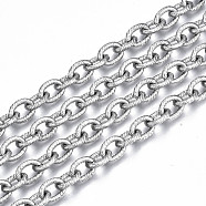 304 Stainless Steel Link Chains, with Spool, Unwelded, Nickel Free, Oval, Stainless Steel Color, 11x8.3x2mm, about 82 Feet(25m)/roll(CHS-T003-20P-NF)