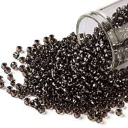 TOHO Round Seed Beads, Japanese Seed Beads, (750) Copper Lined Black Diamond, 8/0, 3mm, Hole: 1mm, about 1110pcs/50g(SEED-XTR08-0750)