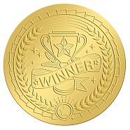 Self Adhesive Gold Foil Embossed Stickers, Medal Decoration Sticker, Trophy Pattern, 50x50mm(DIY-WH0211-275)