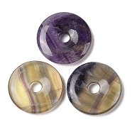 Natural Fluorite Pendants, Donut/Pi Disc Charms, 30~31x5.5~6.5mm, Hole: 6mm(G-F639-04K)