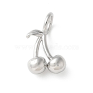 Brass Pendants, Cherry Charms, Rack Plating, Long-Lasting Plated, Platinum, 16x9.5x6mm, Hole: 4mm(KK-P290-10P-01)