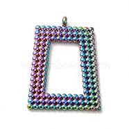 Ion Plating(IP) 304 Stainless Steel Pendants, Trapezoid Charm, Rainbow Color, 27x20x1.5mm, Hole: 1.8mm(STAS-M312-03MC)