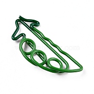 Pea Shape Iron Paperclips, Cute Paper Clips, Funny Bookmark Marking Clips, Green, 29.8x14x3.7mm(TOOL-I005-09)