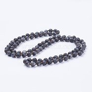 Natural Larvikite Beaded Necklaces, Frosted, Round, 36 inch(91.44cm)(NJEW-P202-36-B19)