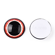 Glass Cabochons, Half Round with Eye, Orange Red, 20x6.5mm(GGLA-T004-04Q)