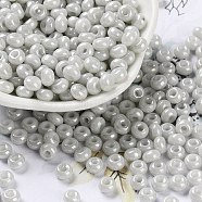 Glass Seed Beads, Opaque Colours Luster, Round, Gainsboro, 5~5.5x3~3.5mm, Hole: 1.5~1.6mm, about 3488pcs/pound(SEED-L011-03A-06)