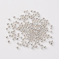 fer perles d'entretoise, arrondir, plaqué argent, 3 mm de diamètre, 3 mm d'épaisseur, trou: 1.2 mm, environ404 pcs / 20 g