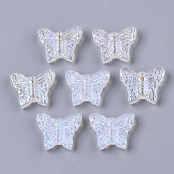 Transparent Glass Beads, AB Color Plated, Butterfly, Clear AB, 12.5x15.5x5mm, Hole: 1mm(GLAA-R215-06-D01)