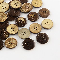 4-Hole Flat Round Coconut Buttons, Coconut Brown, 23x4mm, Hole: 2mm(X-BUTT-R035-010)