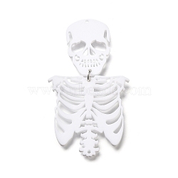 Opaque Acrylic Big Pendants, with Platinum Iron Loop, Skeleton Charms, White, 68x38x6mm, Hole: 1.5mm(OACR-L019-02A)