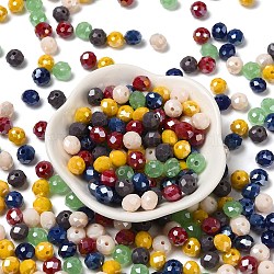 Glass Beads, Faceted, Rondelle, Mixed Color, 8x6mm, Hole: 1mm, about 145pcs/60g(EGLA-A034-SM8mm-31)