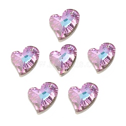 Electroplate Glass Pendants, Back Plated, Faceted, Heart Charms, Plum, 17x13x6mm, Hole: 1.2mm(GLAA-A008-07)