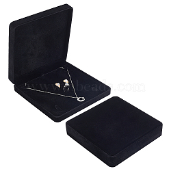 Velvet Pendants Boxes, Square Pattern, 19x19x3.7cm(VBOX-WH0011-08B)