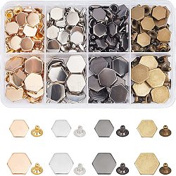 WADORN Alloy Rivets, with Iron Finding, for DIY Leathercraft, Hexagon, Mixed Color, 11~15.5x10~13.5x4.5mm, 120 sets/box(FIND-WR0003-08)