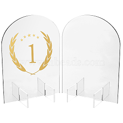 Acrylic Blank Table Sign, Arch-shaped, Silver, 130x79.8x179mm, 3pcs/set(DIY-WH0019-95B)