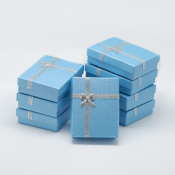 Valentines Day Gifts Packages Cardboard Pendant Necklaces Boxes, with Bowknot Outside and Sponge Inside, for Necklaces and Pendants, Rectangle, Deep Sky Blue, 9x7x2.5cm(CBOX-R013-9x7cm-4)