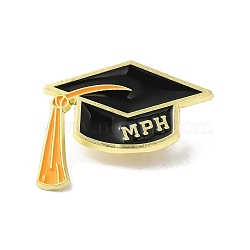 MPH Graduation Caps Enamel Pins, Golden Tone Alloy Doctoral Cap Badge for Suit Shirt Collar, Orange, 25x30x1.5mm(JEWB-M042-08C)