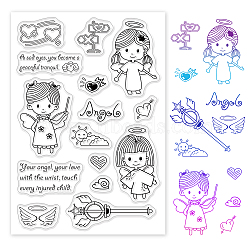 PVC Plastic Stamps, for DIY Scrapbooking, Photo Album Decorative, Cards Making, Stamp Sheets, Angel & Fairy Pattern, 16x11x0.3cm(DIY-WH0167-56-230)