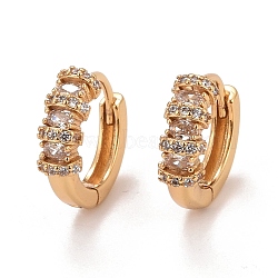 Clear Cubic Zirconia Hoop Earrings, Brass Chunky Earrings for Women, Cadmium Free & Nickel Free & Lead Free, Real 18K Gold Plated, 15.5x2.5mm, Pin: 0.9mm(EJEW-C022-14G)