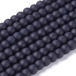 Transparent Glass Bead Strands, Frosted, Round, Black, 4mm, Hole: 1.1~1.6mm, about 200pcs/strand, 31.4 inch(X-GLAA-S031-4mm-38)