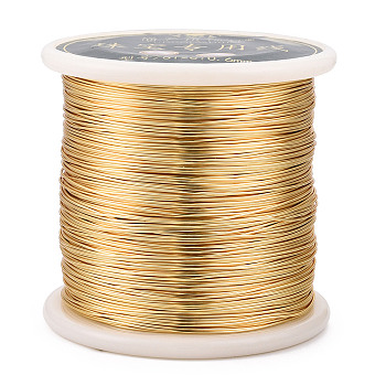 Copper Jewelry Wire, Round, Lead Free & Nickel Free & Cadmium Free, with Spool, Real 14K Gold Plated, 22 Gauge, 0.6mm, about 344.49 Feet(105m)/Roll