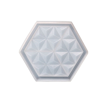 Hexagon Shape Cup Mat Silicone Molds, Resin Casting Coaster Molds, for UV Resin, Epoxy Resin Craft Making, White, 105x122x15mm