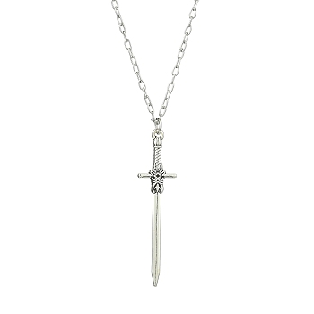 Gothic 304 Stainless Steel Cable Chain Necklaces, Halloween Alloy Sword Shaped Pendant Necklaces, Antique Silver, 18.31 inch(46.5cm), Pendant: 49.5x12mm