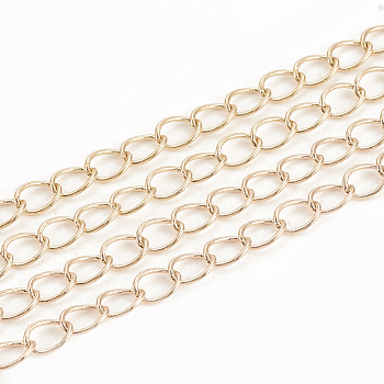 3.28 Feet Soldered Brass Curb Chains, Real 18K Gold Plated, 5x3.5x0.5mm