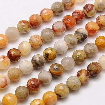 Natural Crazy Agate Beads Strands, Faceted, Round, Mixed Color, 8mm, Hole: 1mm, about 46pcs/strand, 15.75 inch