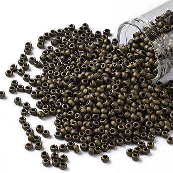 TOHO Round Seed Beads, Japanese Seed Beads, (702) Matte Color Dark Copper, 8/0, 3mm, Hole: 1mm, about 1110pcs/50g