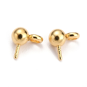 304 Stainless Steel Ball Post Stud Earring Findings, with Loop and 316 Surgical Stainless Steel Pin, Real 18k Gold Plated, 5x5x3mm, Hole: 1.4mm, Pin: 0.6mm