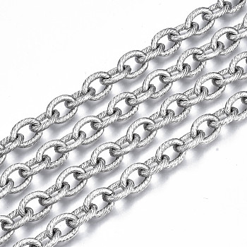 304 Stainless Steel Link Chains, with Spool, Unwelded, Nickel Free, Oval, Stainless Steel Color, 11x8.3x2mm, about 82 Feet(25m)/roll