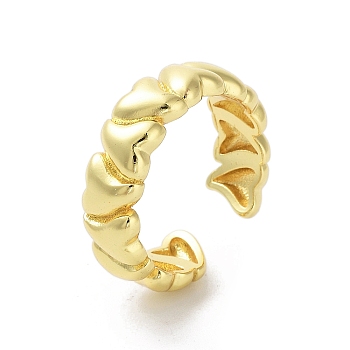 Brass Open Cuff Rings for Women, Real 18K Gold Plated, 6.5mm, Inner Diameter: 17mm