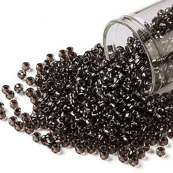 TOHO Round Seed Beads, Japanese Seed Beads, (750) Copper Lined Black Diamond, 8/0, 3mm, Hole: 1mm, about 1110pcs/50g