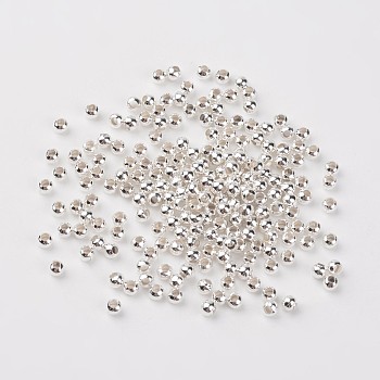Iron Spacer Beads, Round, Silver Color Plated, 3mm in diameter, 3mm thick, Hole: 1.2mm, about 808pcs/40g