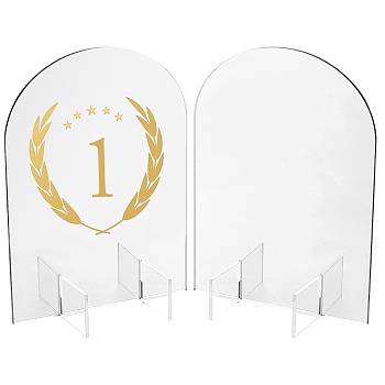 Acrylic Blank Table Sign, Arch-shaped, Silver, 130x79.8x179mm, 3pcs/set