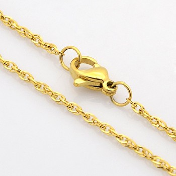 304 Stainless Steel Double Link Chain Necklaces for Men, Golden, 17.7 inch(45cm)