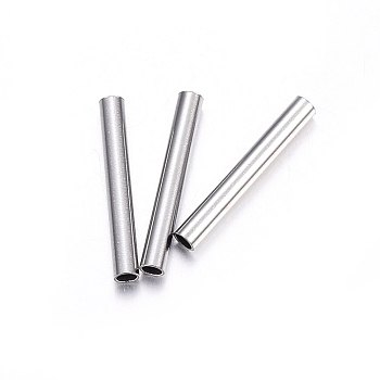 304 Stainless Steel Tube Beads, Stainless Steel Color, 15x2mm, Hole: 1.5mm