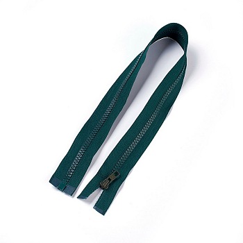 Garment Accessories, Nylon and Resin Zipper, with Alloy Zipper Puller, Zip-fastener Components, Teal, 57.5x3.3cm