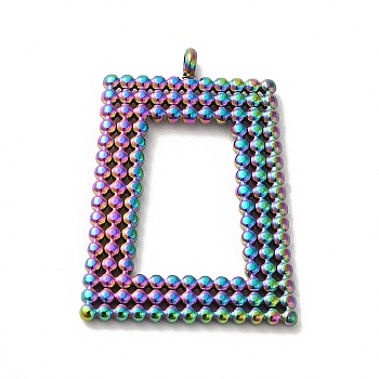 Ion Plating(IP) 304 Stainless Steel Pendants, Trapezoid Charm, Rainbow Color, 27x20x1.5mm, Hole: 1.8mm
