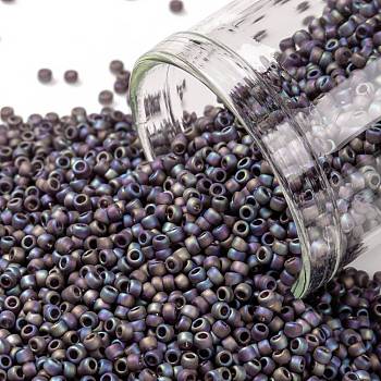 TOHO Round Seed Beads, Japanese Seed Beads, (166CF) Transparent AB Frost Amethyst, 15/0, 1.5mm, Hole: 0.7mm, about 15000pcs/50g