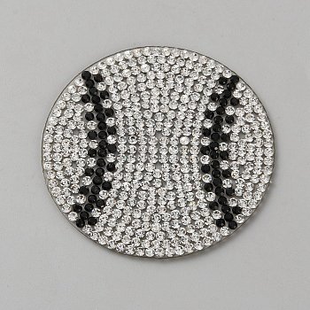 Glass Hotfix Rhinestone, Hot Melt Adhesive on the Back, Rhinestone Trimming, Costume Accessories, Baseball, Jet, 49x1.5mm
