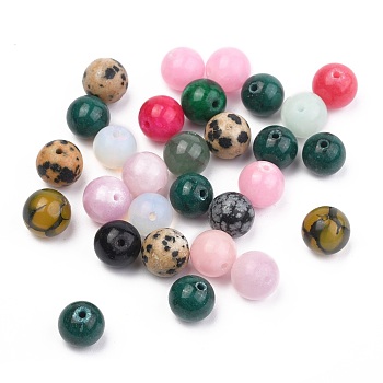 Natural & Synthetic Mixed Gemstone Beads, Round, Mixed Dyed and Undyed, 10mm, Hole: 1mm