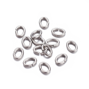 304 Stainless Steel Jump Rings, Open Jump Rings, Oval, Stainless Steel Color, 21 Gauge, 4x3x0.7mm, Inner Diameter: 1.5x2.5mm