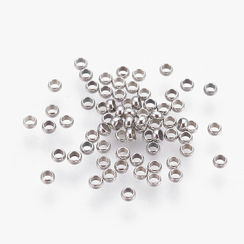 316 Surgical Stainless Steel Crimp Beads, Rondelle, Stainless Steel Color, 1.9mm, Hole: 1mm