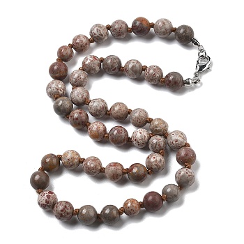 8.5mm Round Natural Gemstone Beaded Necklaces, with Stainless Steel Lobster Claw Clasps, 17.32 inch(44cm), Beads: 8.5mm