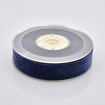 Polyester Velvet Ribbon for Gift Packing and Festival Decoration, Midnight Blue, 7/8 inch(23mm), about 25yards/roll(22.86m/roll)