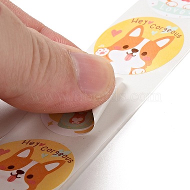 Round Dot Cute Dog Paper Cartoon Stickers Roll(X-DIY-D078-08C)-4